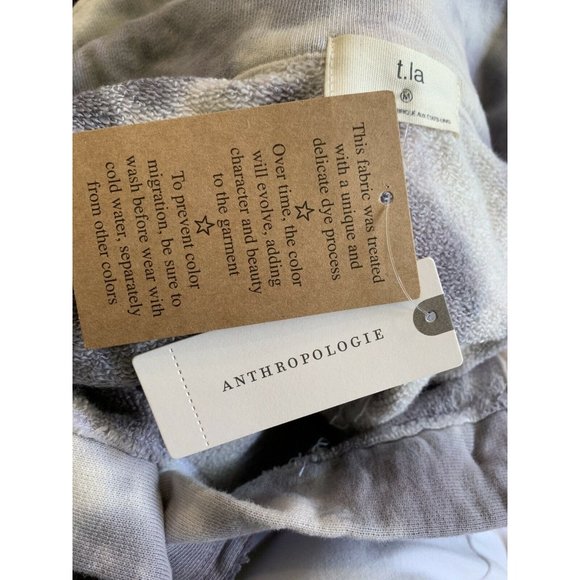ANTHROPOLOGIE T.la Medium NIKA CROPPED SHIRT JACKET TIE DYE COTTON GRAY NEW NWT - Picture 4 of 5